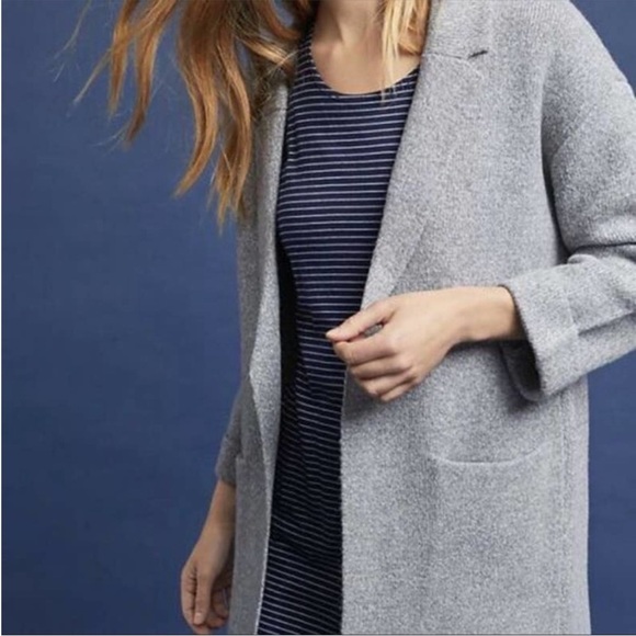 Anthropologie Moth Angie Women's Gray Knit Open Front Sweater - Picture 6 of 15